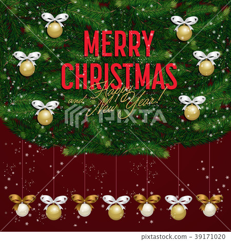 插图素材: merry christmas and happy new year greeting card