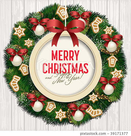 插图素材: merry christmas and happy new year greeting card