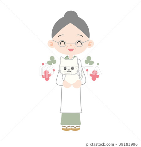 图库插图: 奶奶和猫
