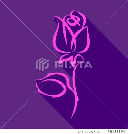 插图素材: bright pink rose, on a violet background, vector i