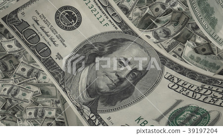 插图素材: us dollar bill close-up, lots of american money