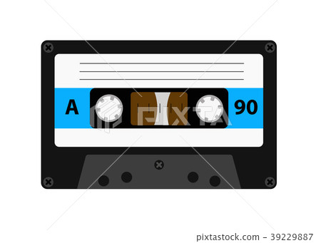 插图素材: audio cassette old tape recorders used in the 80s