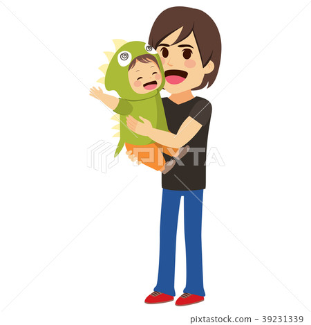 插图素材 father holding son