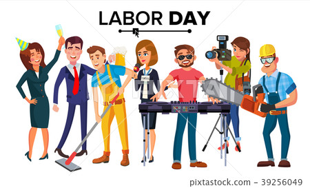 插图素材: labor day vector. group of people. modern jobs