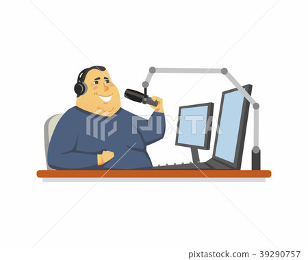 插图素材: radio presenter - cartoon people character