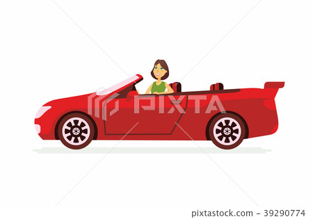 插图素材: young woman driving a car - cartoon people 查看全部