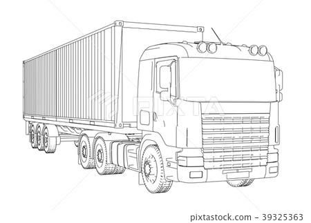 插图素材: logistic by container truck