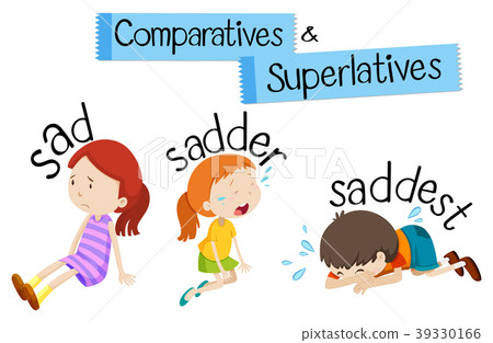 图库插图: comparatives and superlatives word for sad