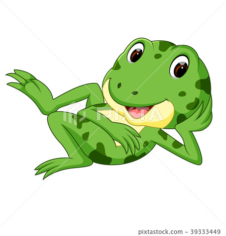 图库插图: green frog with happy smile