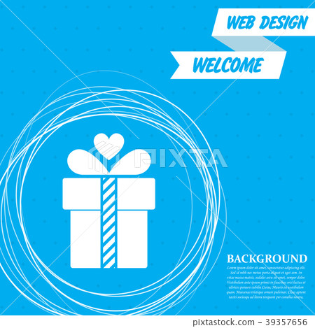 插图素材: gift box icon on a blue background with abstract c