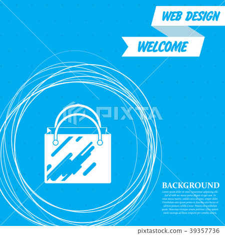 插图素材: shopping bag icon on a blue background with abstra