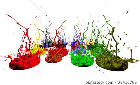 插图素材: paints dance on white background. simulation of 3d