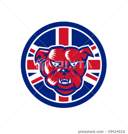 图库插图: british bulldog union jack flag icon