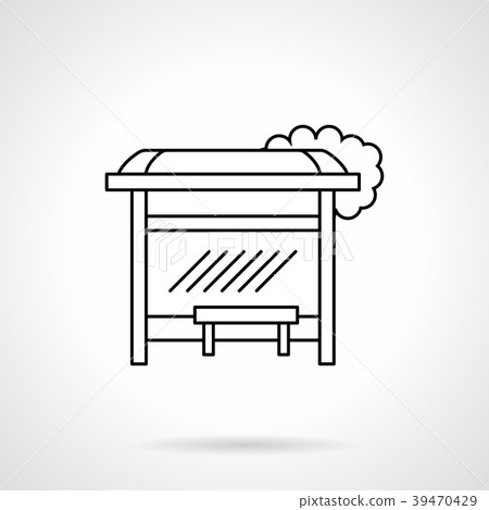 flat简笔画,简笔画 插图素材: bus stop flat line vector icon
