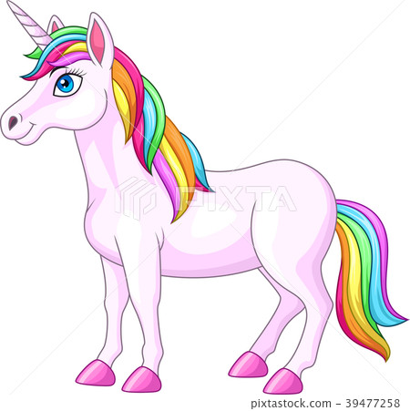 插图素材: cartoon rainbow unicorn horse