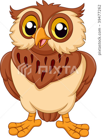 图库插图 cartoon owl isolated on white background