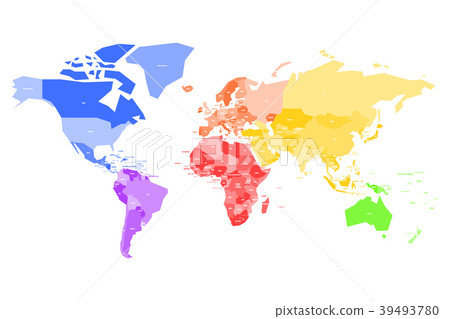 插图素材: colorful map of world. simplified vector map with