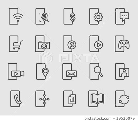 插图素材: smartphone function line icon