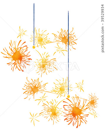 图库插图: 烟火 烟花 水彩画