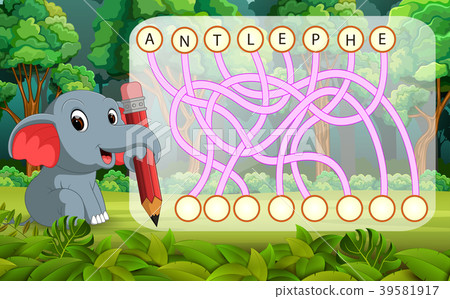 插图素材: logic puzzle game for study english with elephant