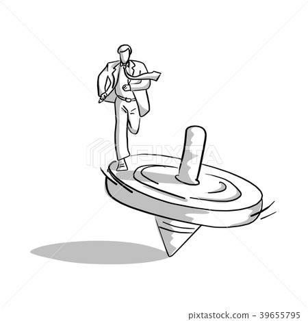 插图素材 businessman running on top toy vector illustration