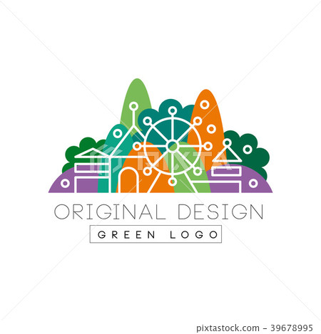 插图素材: green logo original design logo, colorful city