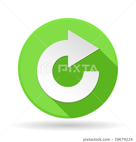 图库插图: arrow icon. green round sign with shadow. rotation