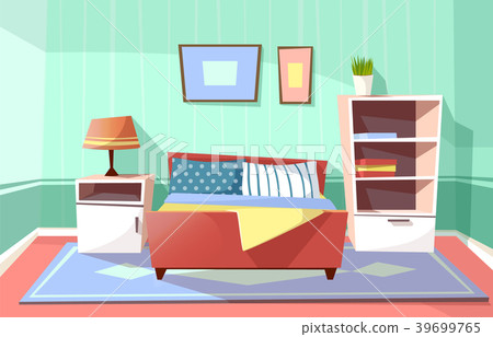 图库插图: vector cartoon bedroom interior background