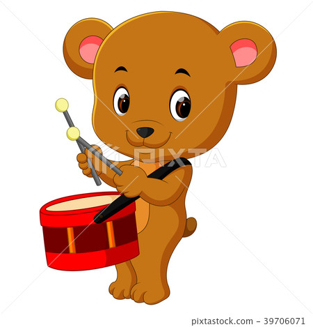 图库插图: cute bear playing drum