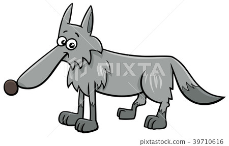 插图素材: gray wolf animal character cartoon illustration