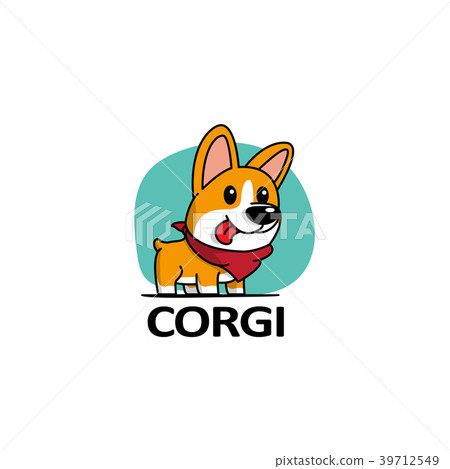 插图素材: cartoon cute welsh corgi dog with red scarf icon