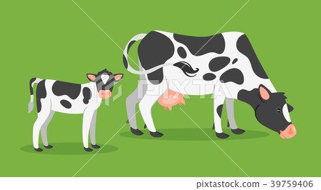 插图素材: cow with calf