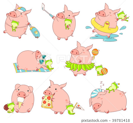 插图素材: collection of cute pigs