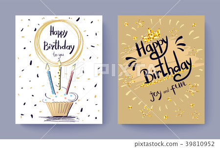 插图素材: happy birthday to you joy and fun festive postcard