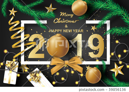 插图素材: merry christmas and happy new year 201