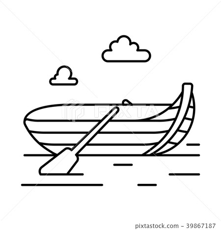 插图素材: rowing boat, line icon