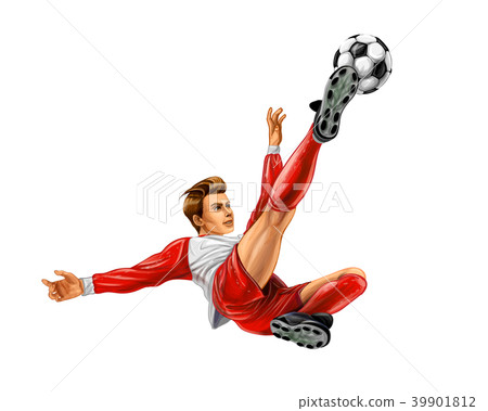 图库插图: soccer player kicks the ball