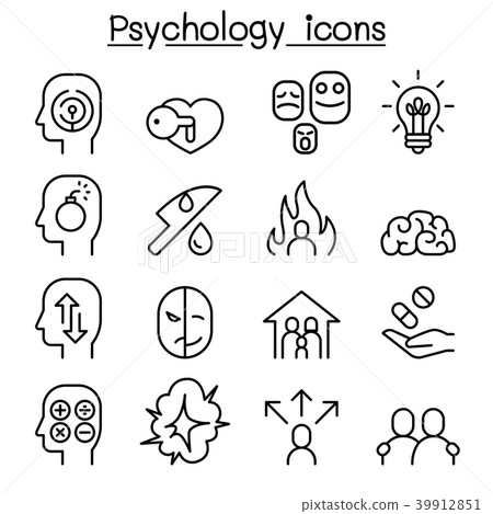 插图素材: psychology icon set in thin line style