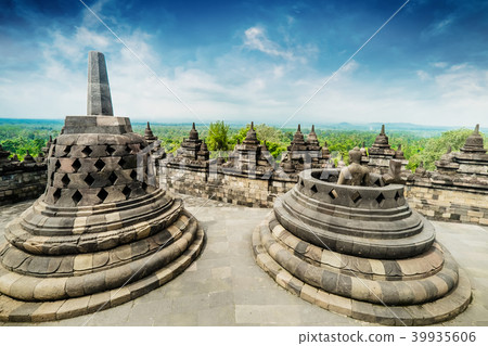 图库照片: view of ancient borobudur temple. java, indonesia