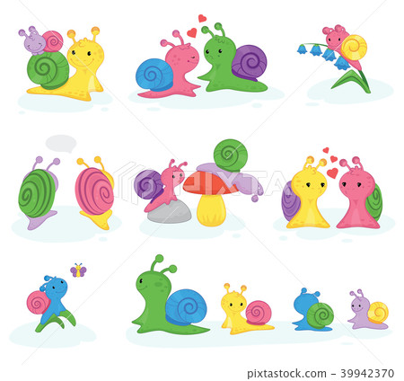 snail vector snail-shaped character with shell and cartoon snail