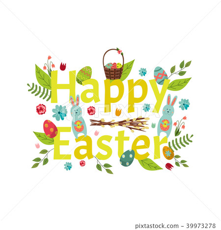 插图素材: happy easter banner, greeting, postcard design