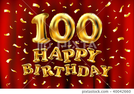 插图素材: vector happy birthday 100 celebration gold balloon
