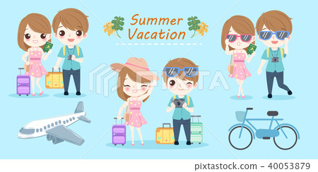 图库插图: couple with summer vacation