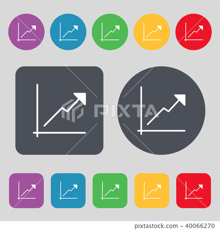 插图素材: chart icon sign. a set of 12 colored buttons. flat