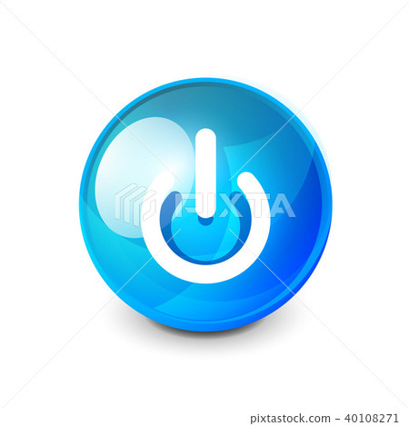 插图素材: power button blue icon, start symbol