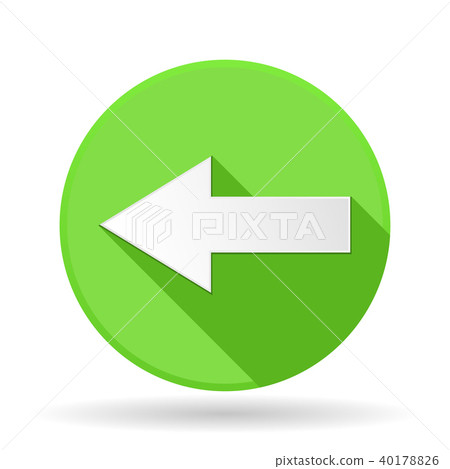 图库插图: arrow icon. green round sign with shadow. left arrow