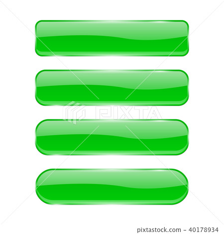 Green Glass Buttons Shiny Rectangle 3d Icons Stock Illustration