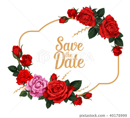 插图素材: save the date rose flower wedding invitation card 查看