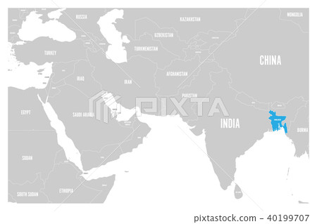 图库插图: bangladesh blue marked in political map of south asia