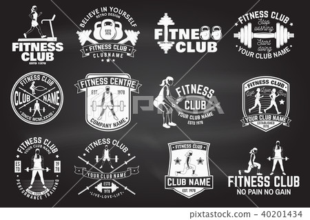 插图素材: fitness club badges. vector.